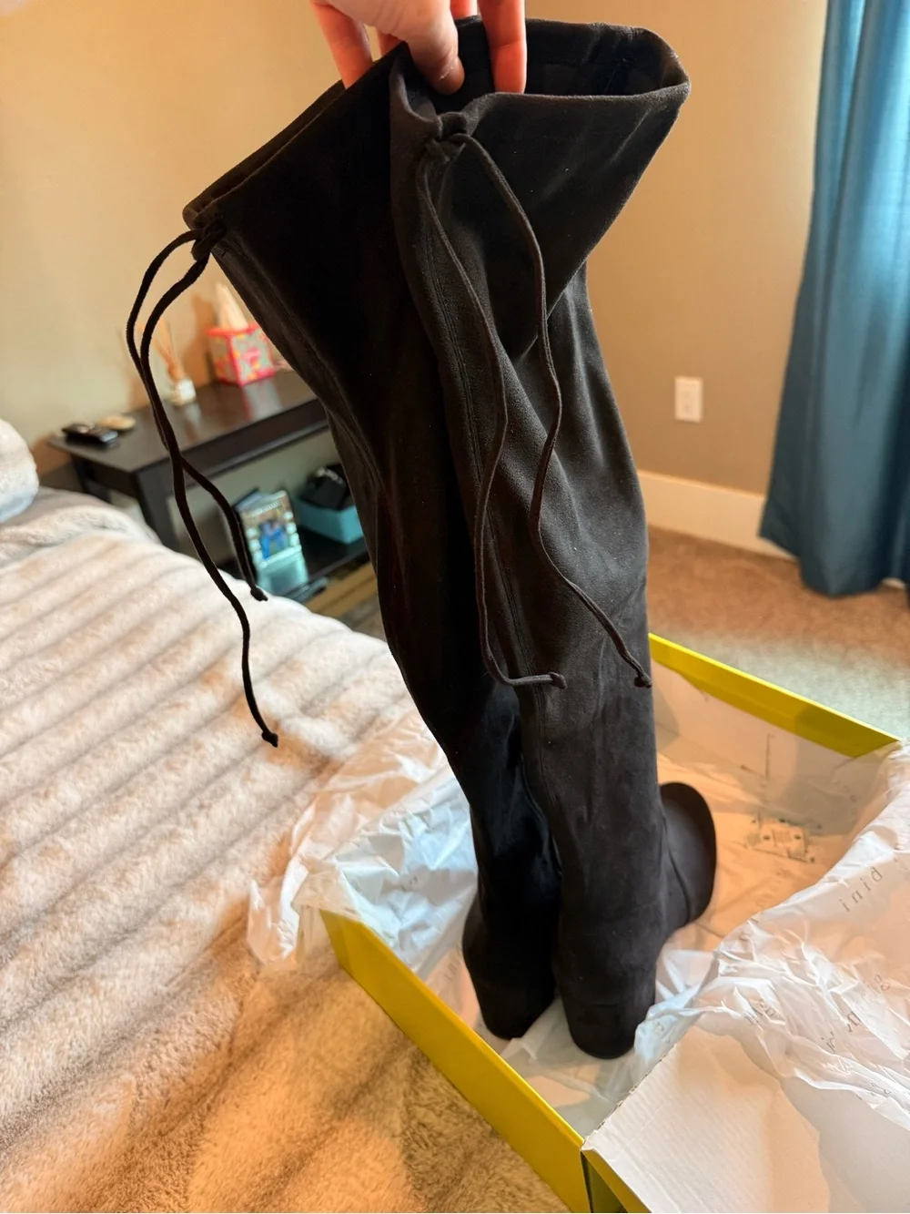 Gianni Bini Black Over-the-Knee Suede Block Heel Boots